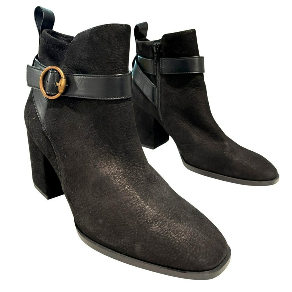 Vionic Tenley Black Water-Repellent Heeled Ankle Boots Size 8 NEW